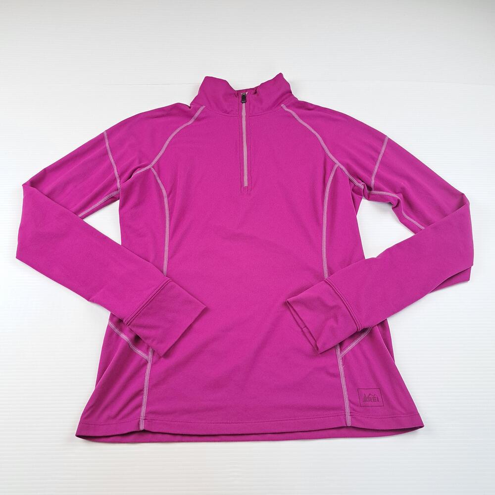 REI Shirt Womens Medium Pink 1/4 Zip Long Sleeve Hiking Running Activewear Top